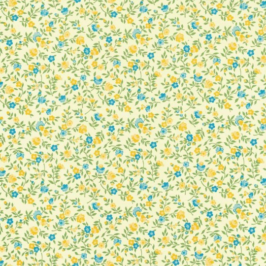 Yellow and Blue Floral Print Paper ~ Carta Varese Italy